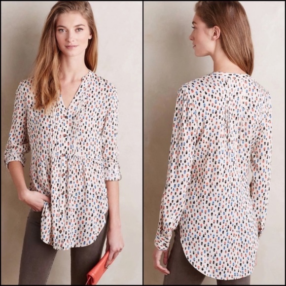 Maeve Tops - Anthropologie Maeve Calia Top Hat Pintuck Blouse, Size 2